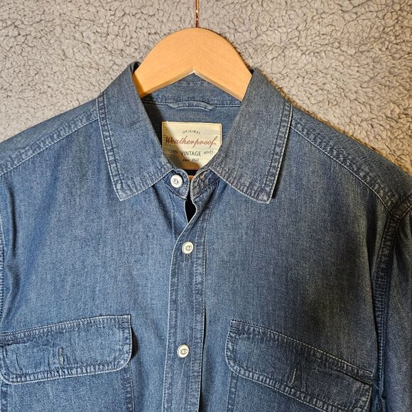 Weatherproof Vintage Men's Denim Long Sleeve Button-Up Shirt Casual Business - Picture 2 of 13